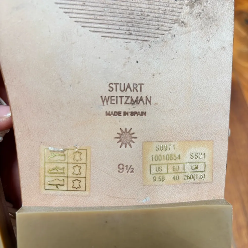 Stuart Weitzman Kora Lace Up Pearly Stud Gladiator Square Toe Sandals White 9.5 - Image 9