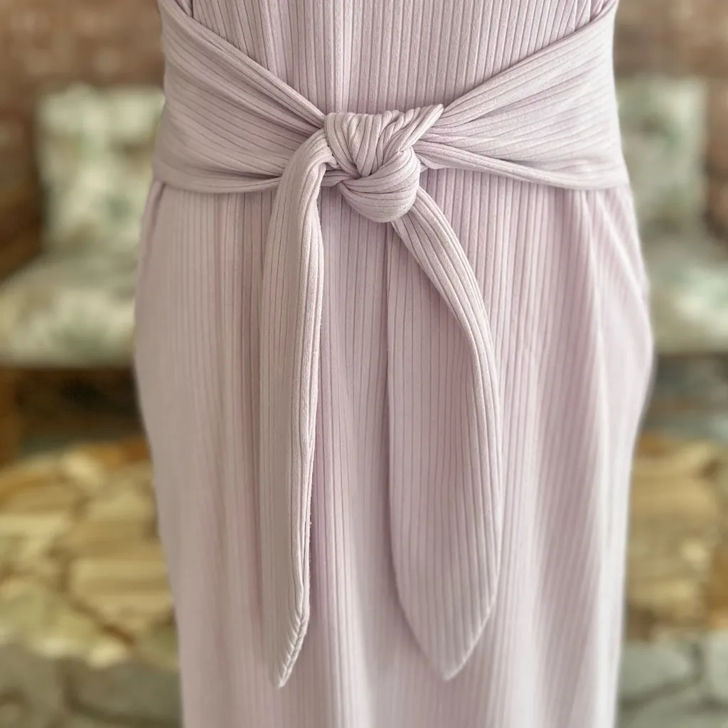 Sophie Rue Dress Ribbed Knit Bodycon Purple Lilac M Belted Sleeveless Party - Image 4