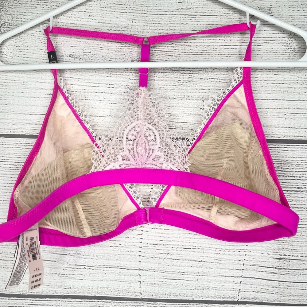 NWT Victoria’s Secret Pink Ombré Lace Triangle Cup T-Back Bralette Size Large - Image 4