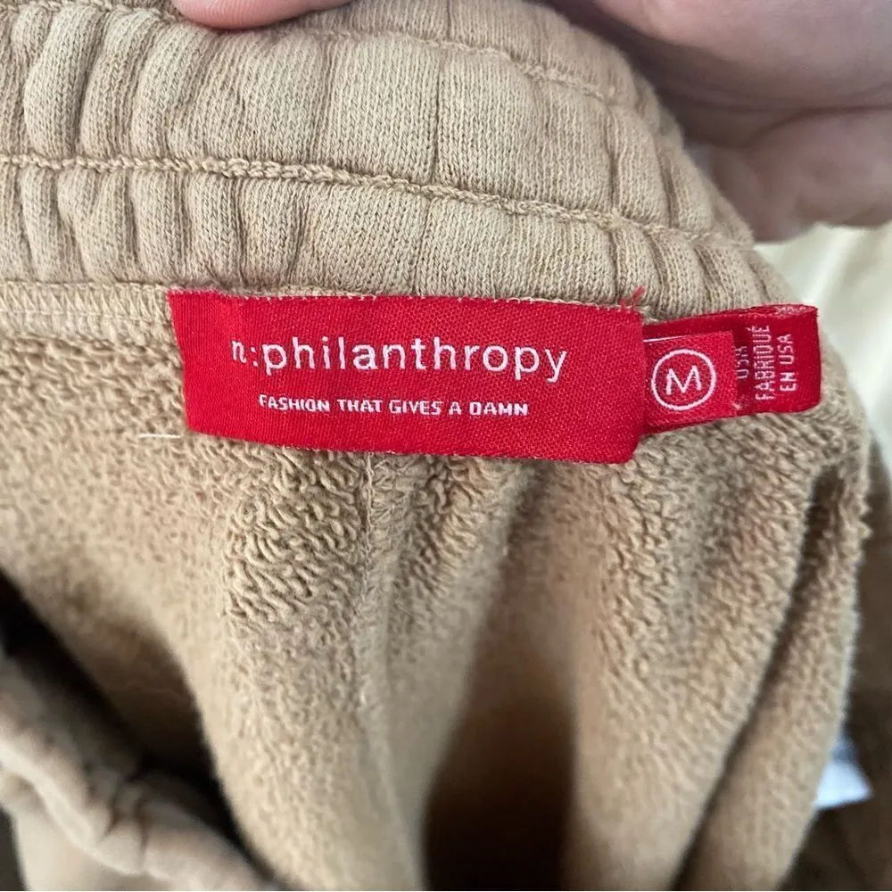N: Philanthropy Front Zip Joggers Sweatpants in Camel Tan Size M - Image 7