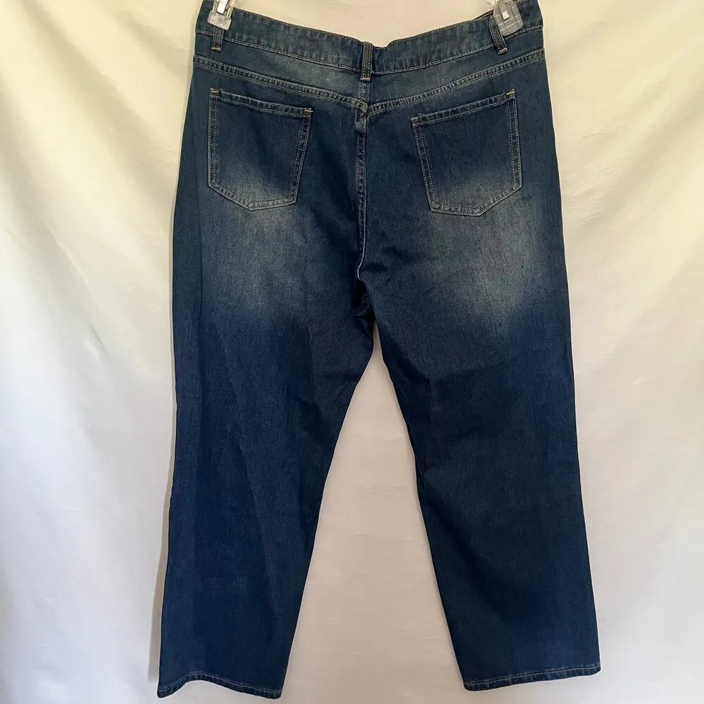 C.O.Z.Y Straight Leg Womens Jeans Size XL Denim Medium wash Light Distress New - Image 6