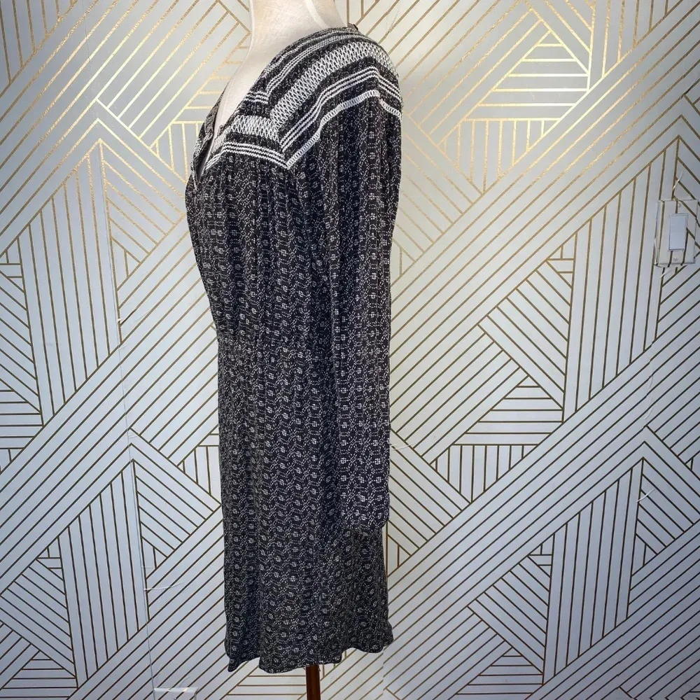 Anthropologie Holding Horses Printed Tunic Dress‎ Embroidered Gray Size Medium - Image 5