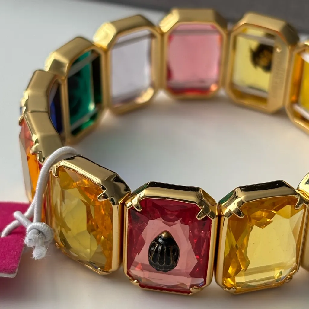 new Kurt Geiger Gold Multicolor Gemstone Bracelet - Image 4