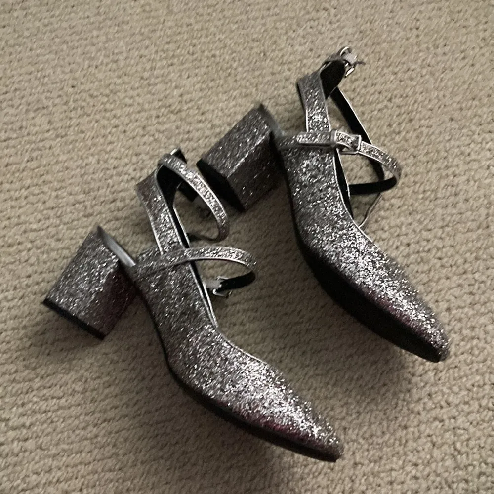 NEW J. Crew Indigo Rd Glitter Strappy Block Heel Sandals High Heels Size 8 NWOB - Image 9