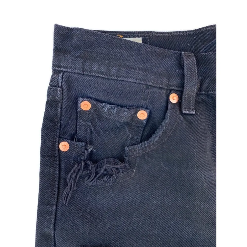 Premium 501 Distressed Black Denim Shorts - Image 4