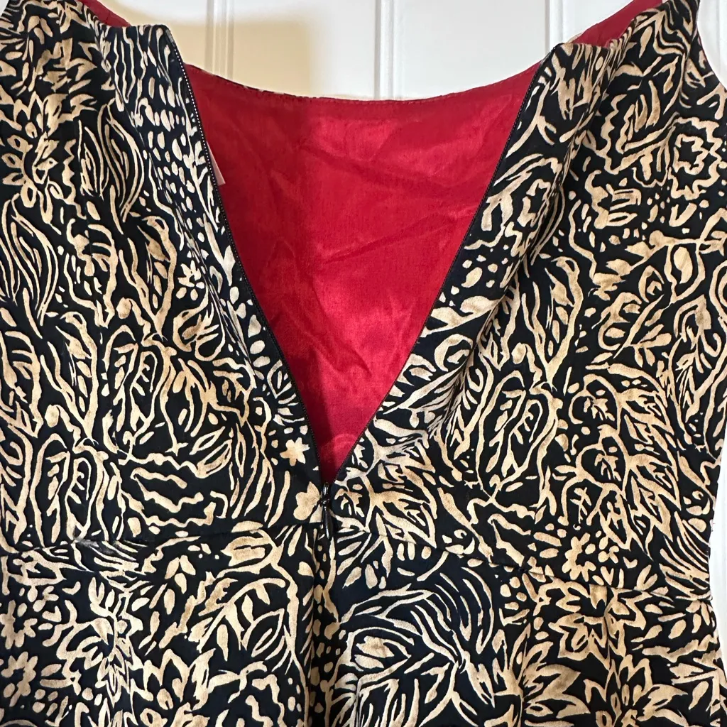 Vintage 90s Jessica Howard Black Tan Floral Dress Made in USA Size 6 - Image 5