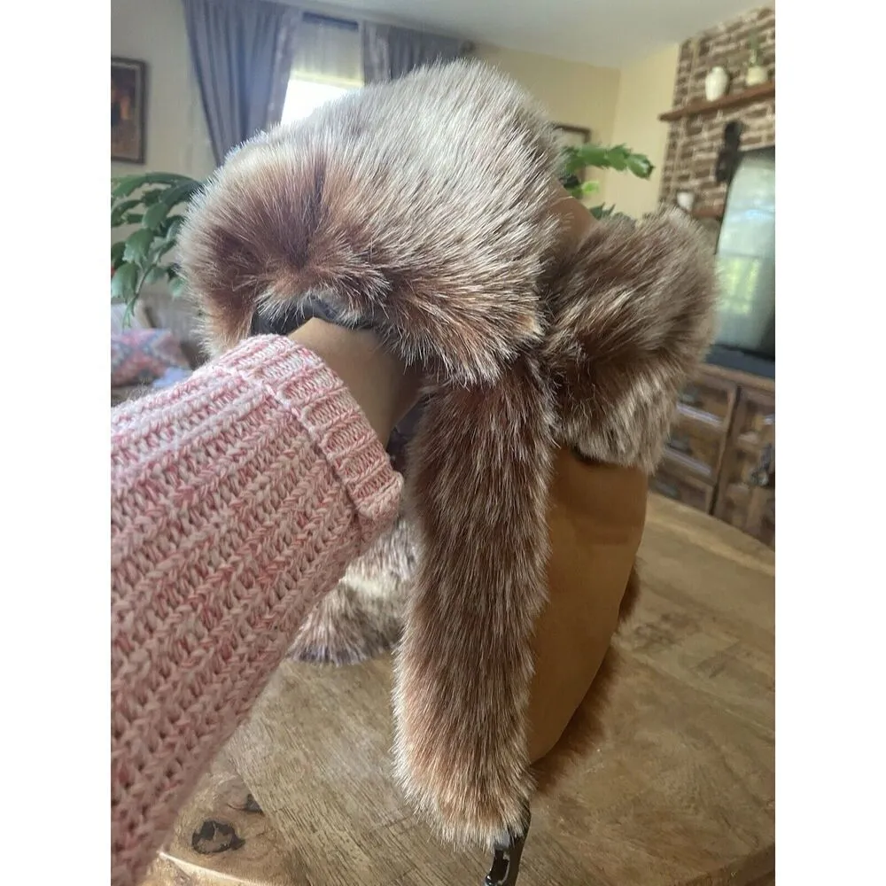 Adult Faux Fur Hat Thick Warm Ear Protection Polyester Unisex One Size Brown - Image 8