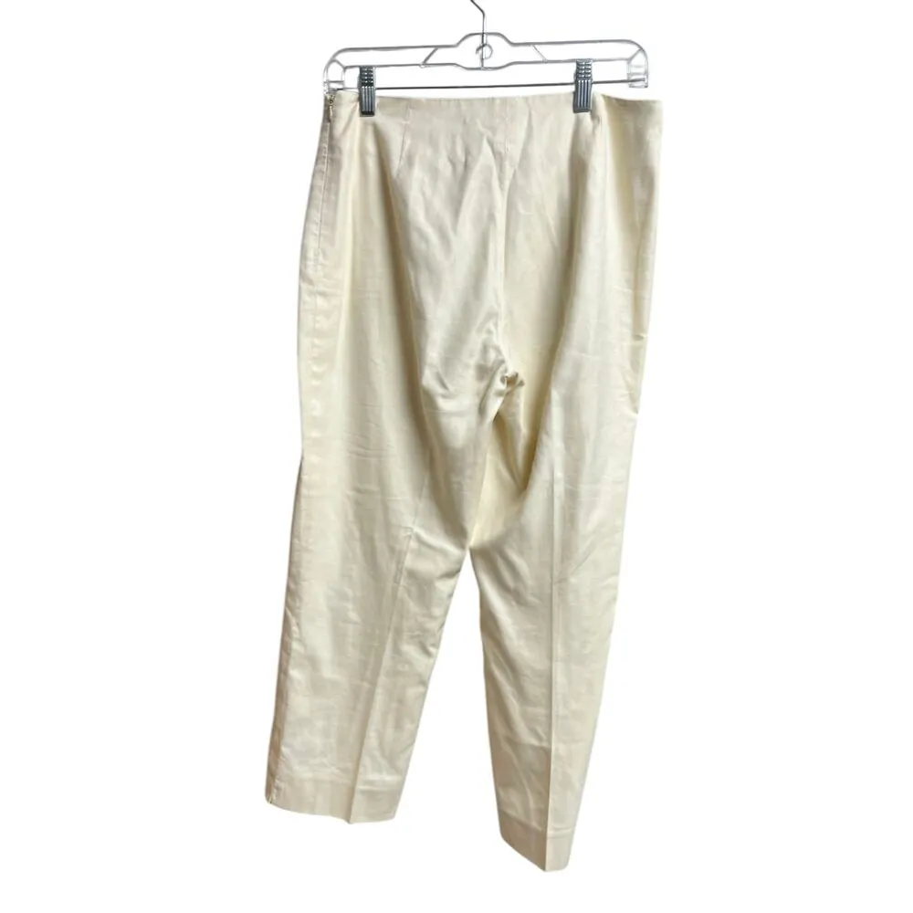 Ralph Lauren Vintage Women's Pale Yellow Cotton Cropped Lined Pants Size 8 - Image 11