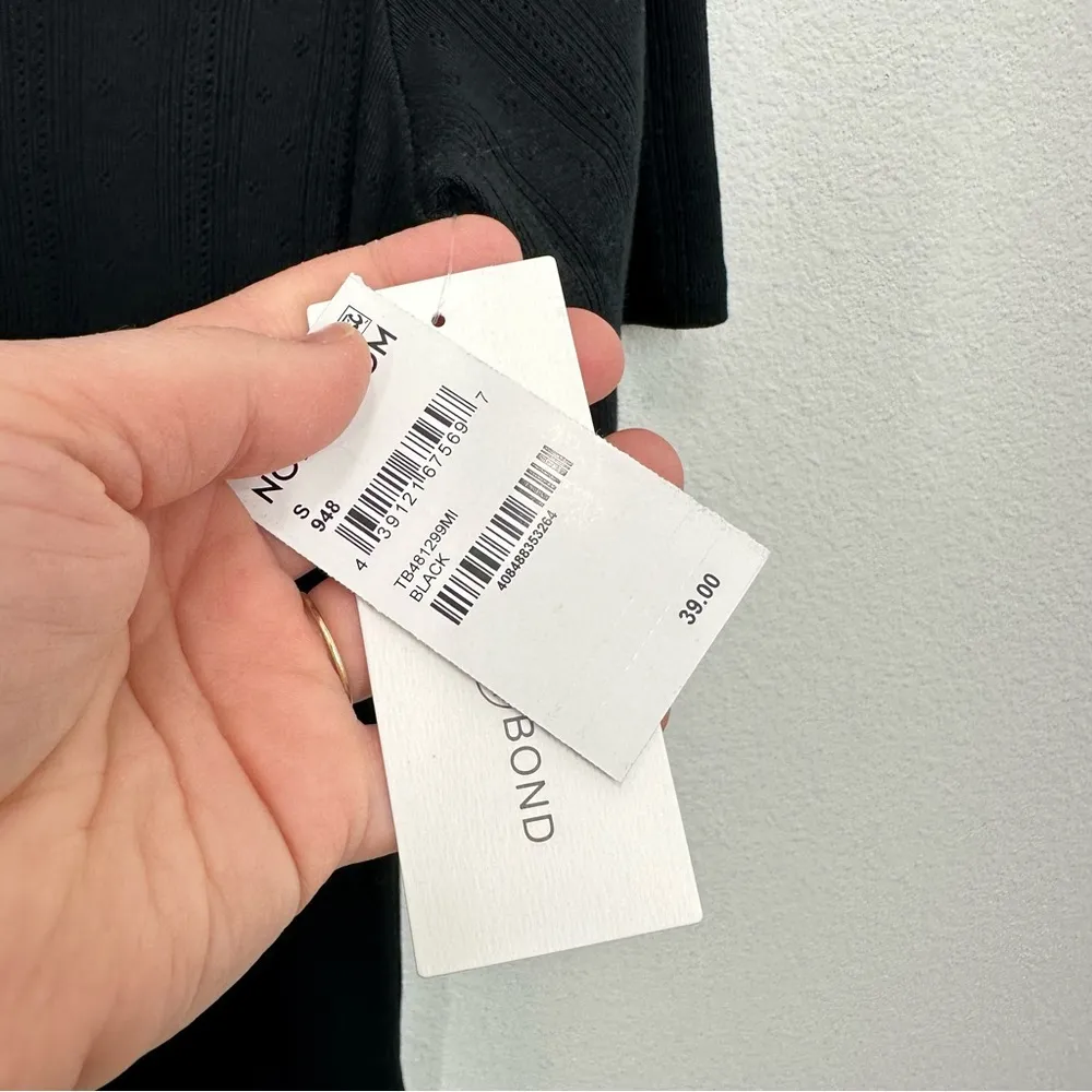 Treasure & Bond Nordstrom Pointelle Knit Black Scoopneck Casual Short Sleeve NWT - Image 5