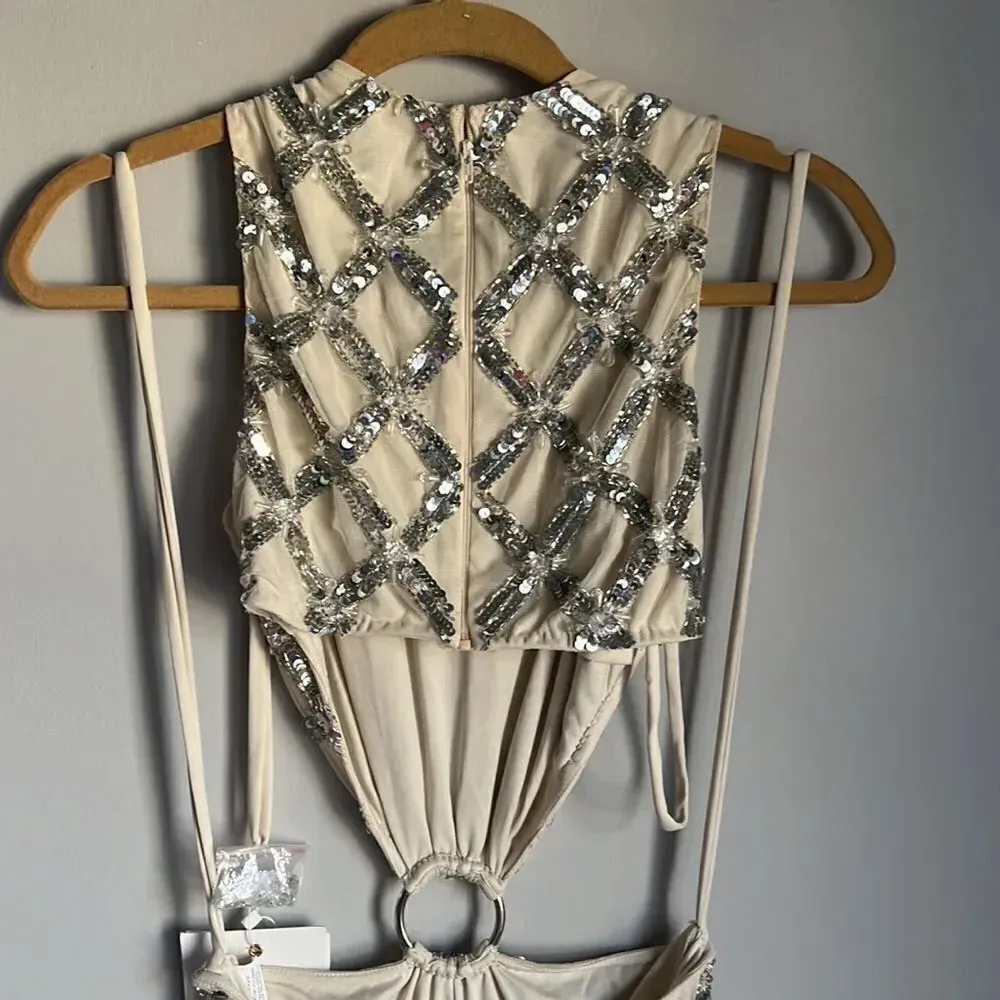 NEW Mac Duggal EMBELLISHED HIGH NECK CUT OUT GOWN - Image 10