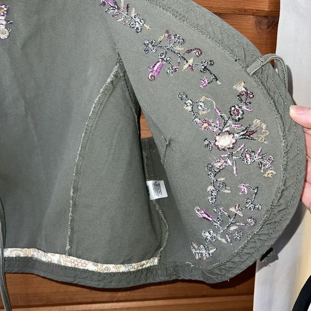 Personal Identity Green Boho Hippie Embroidered Crop Vest Short Gilet XL - Image 5