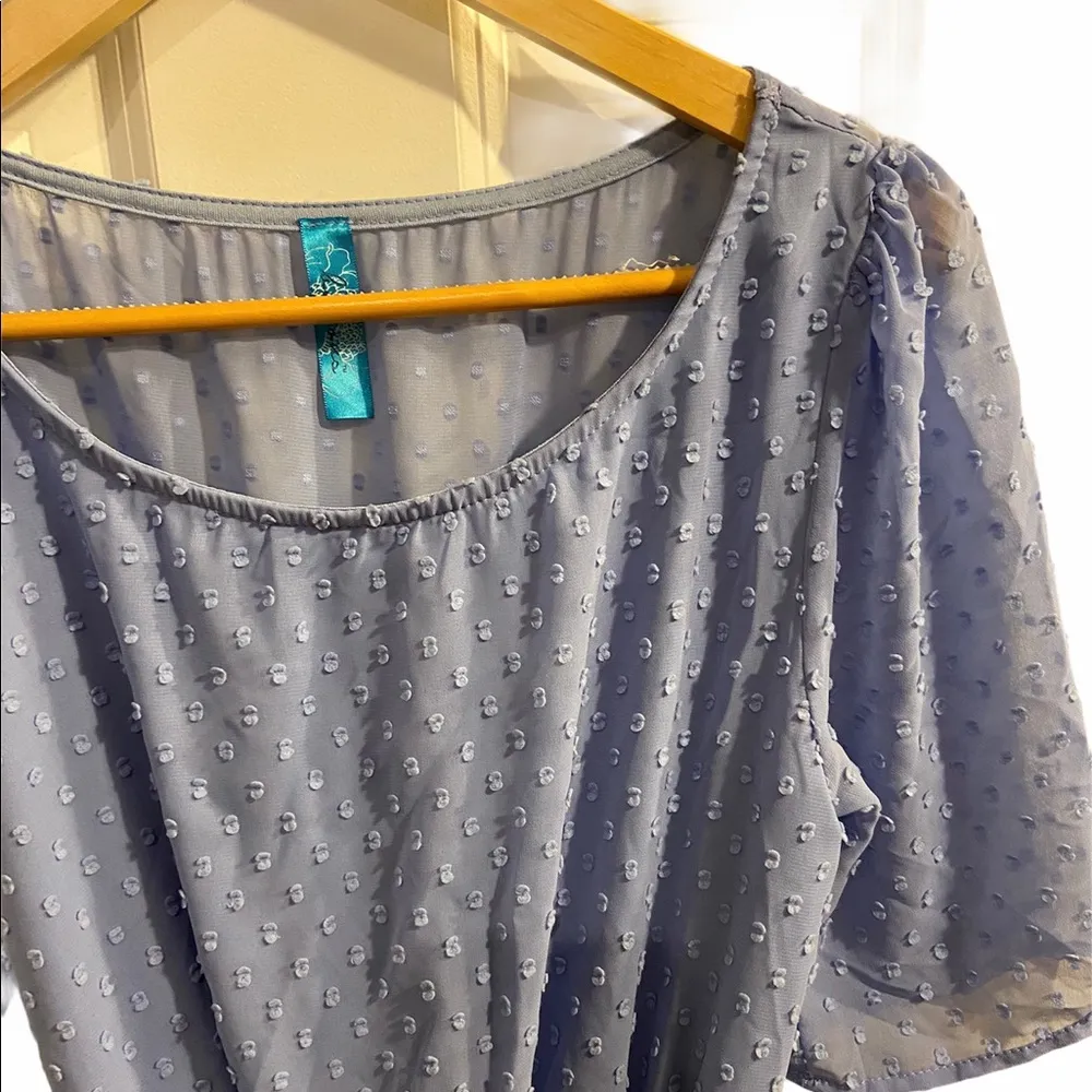 Buttons Large Swiss Dot Light Blue Tie Waist Size Large Dress. - Image 2