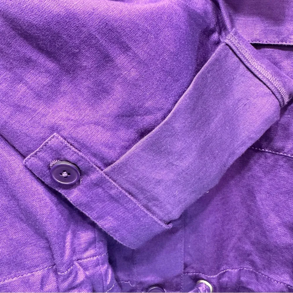 Chico’s Long Sleeve Anorak in Berry Fizz Purple Cotton Linen Blend Jacket 2/L - Image 10