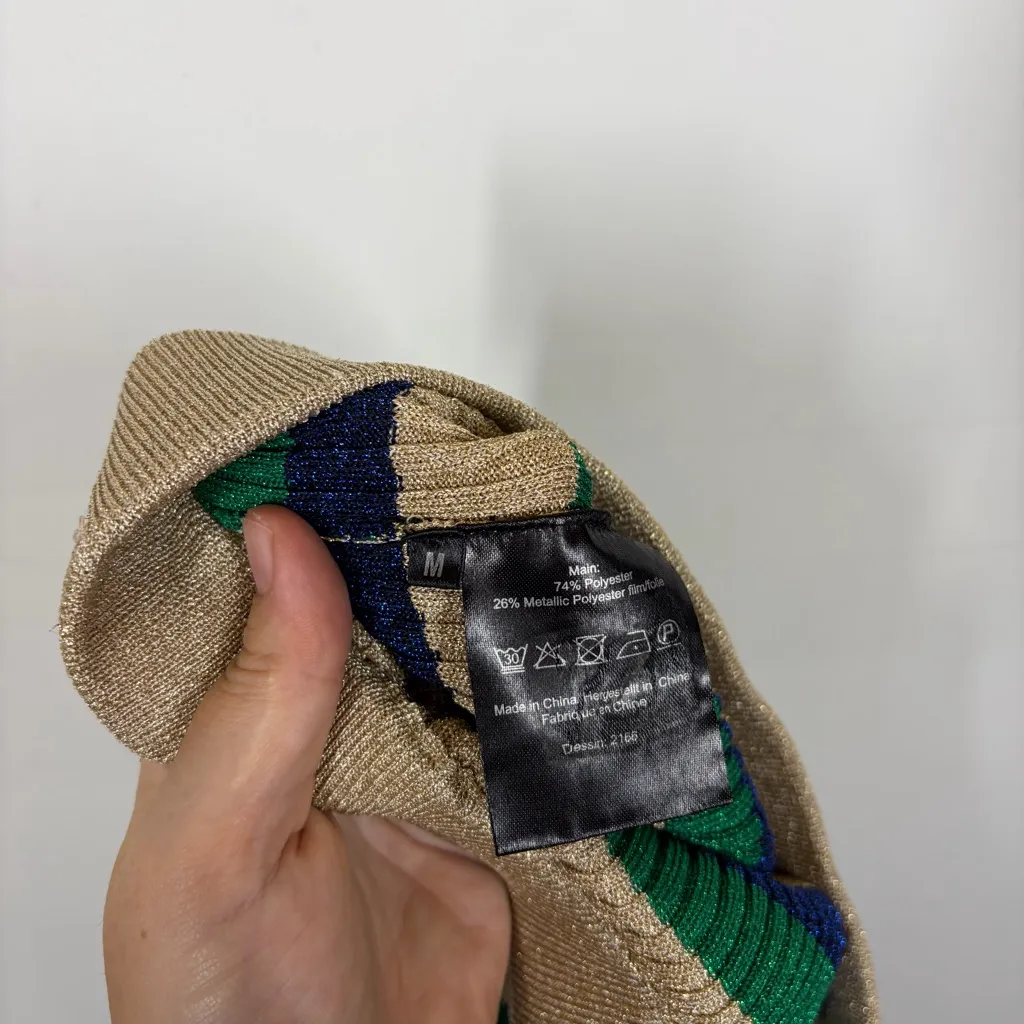 Baum Und Pferdgarten Metallic Stripe Skirt Size Medium Green - Image 7