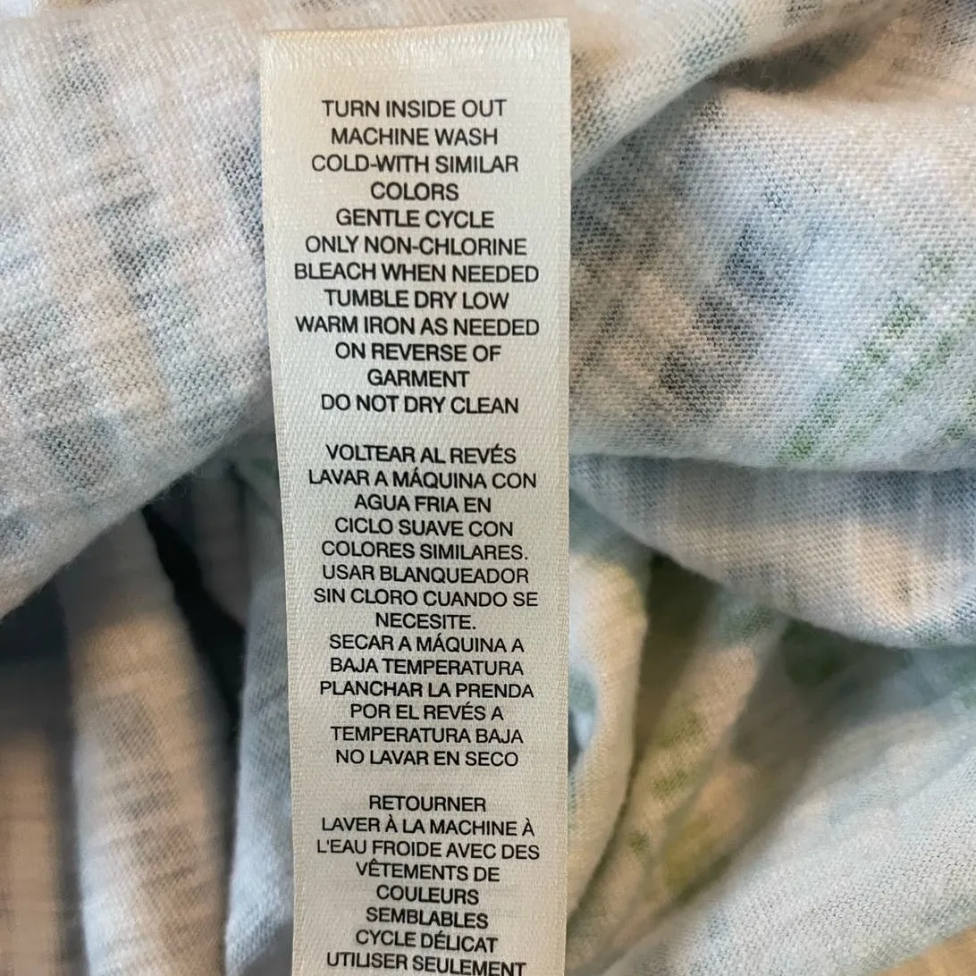 Chicos Women Top L Blue Green‎ 3/4 Sleeve Sequins Cotton Colorful Beachy Cruise - Image 9