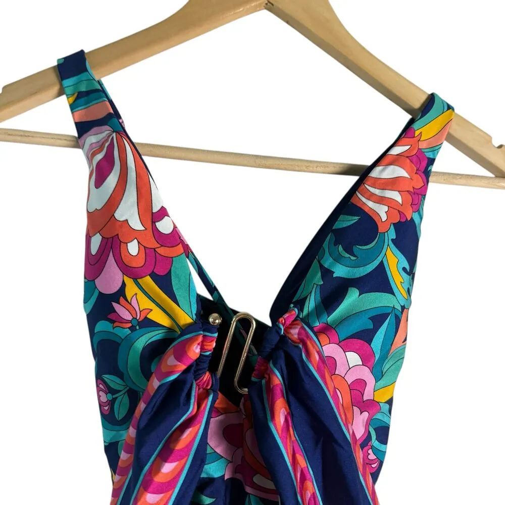 Trina Turk India Garden Floral Print One-Piece Plunge Swimsuit Size 6 - Image 6