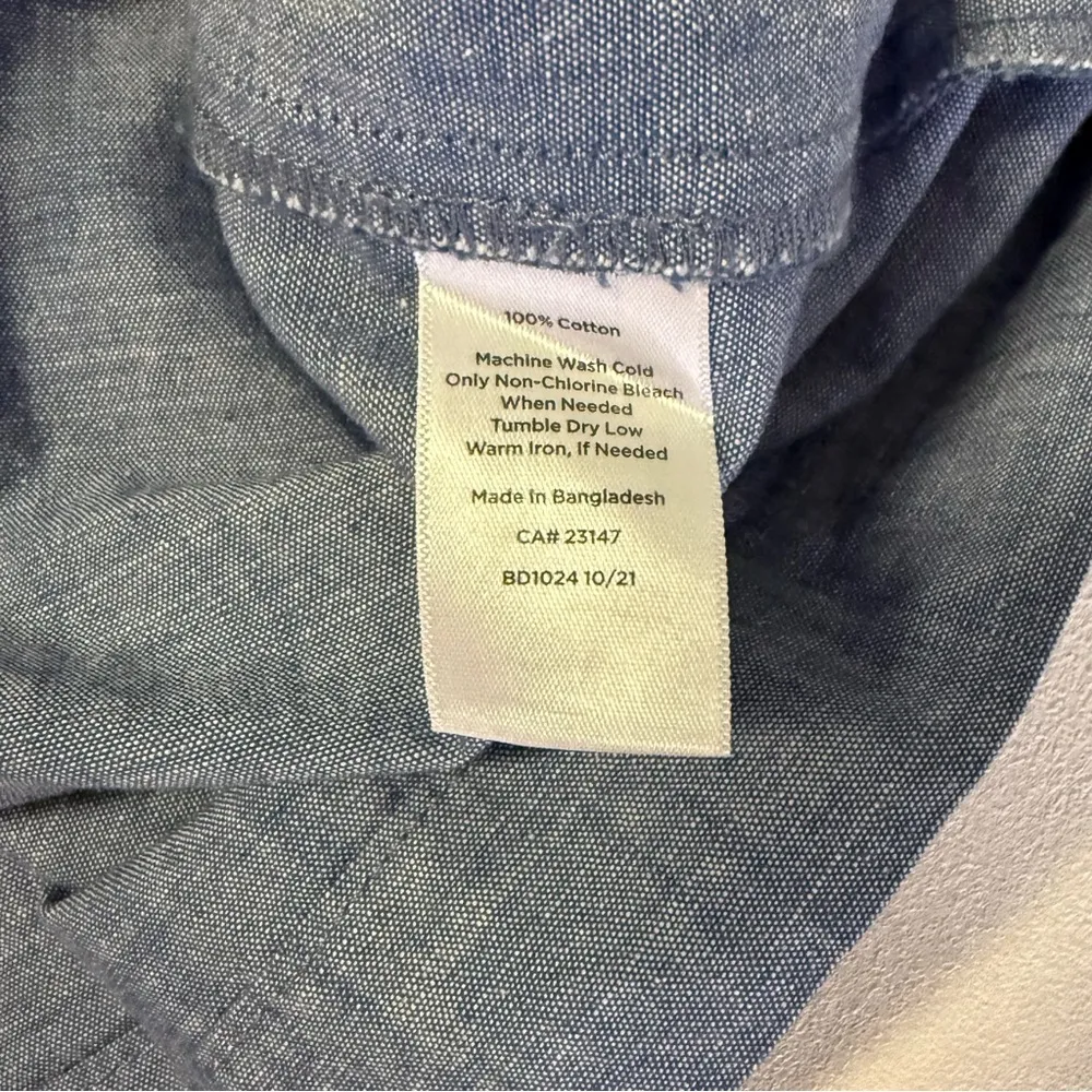 Talbots Chambray Button-Up Skirt Size 14 Cotton Front & Back Pockets - Image 3