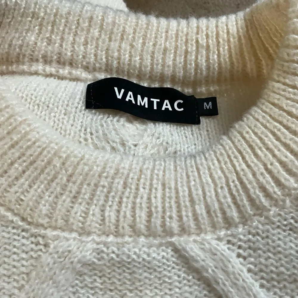 Vamtac Chunky Cable Knit Fisherman Pullover Crew Neck Sweater Size M - Image 2