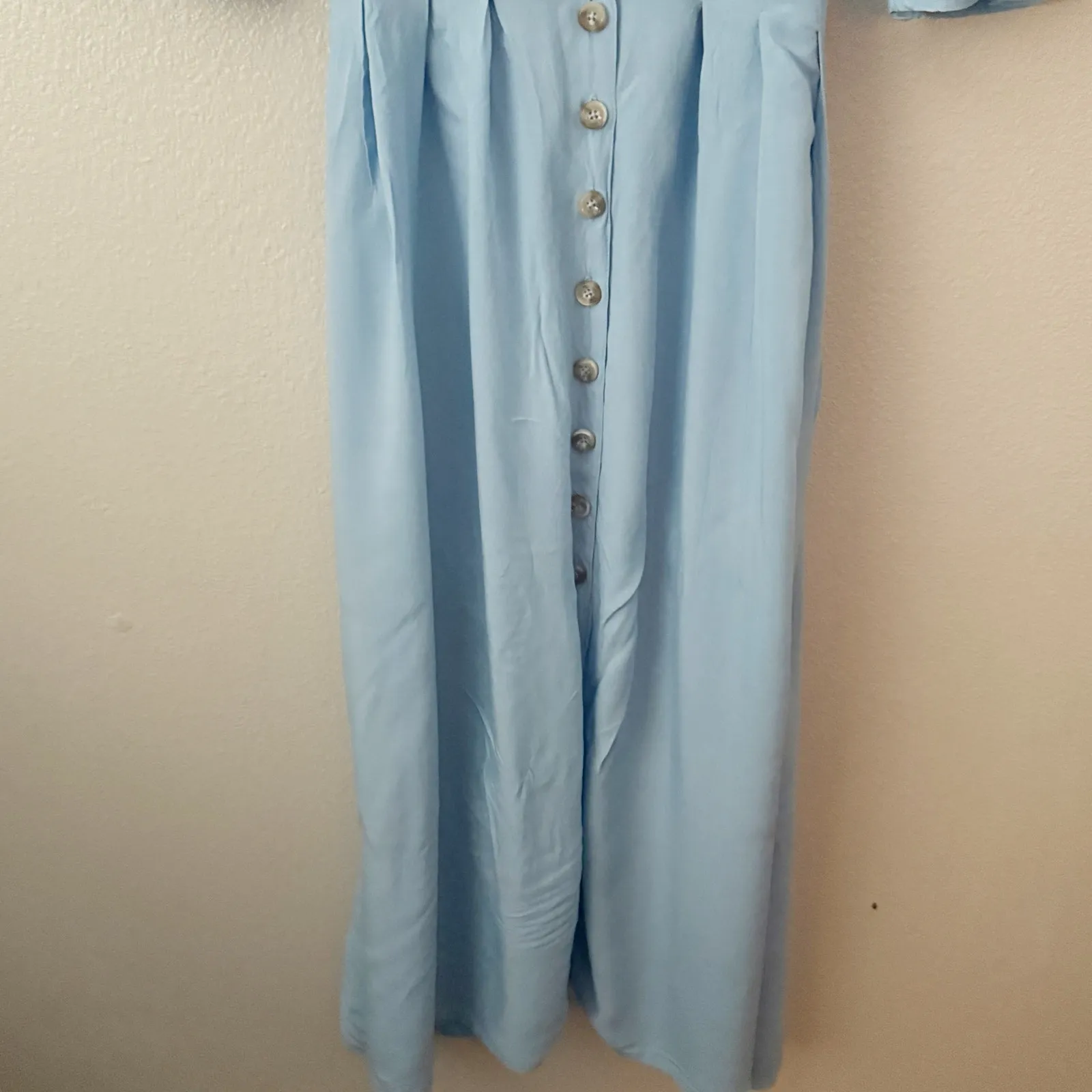 ELF | Elegant Blue Button Down Dress Lola Midi Dress Handmade Ruffle | Size XXL - Image 5