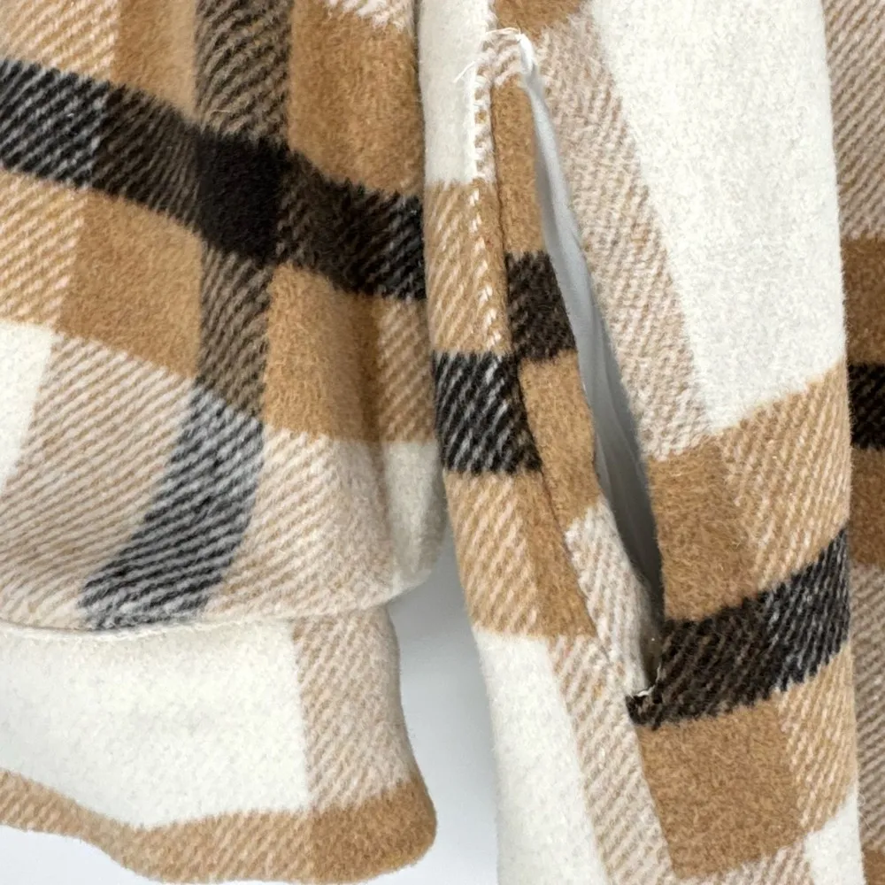 Wanna B Me Plaid Shacket Brown Cream Tan Button Front Size L Size L - Image 5