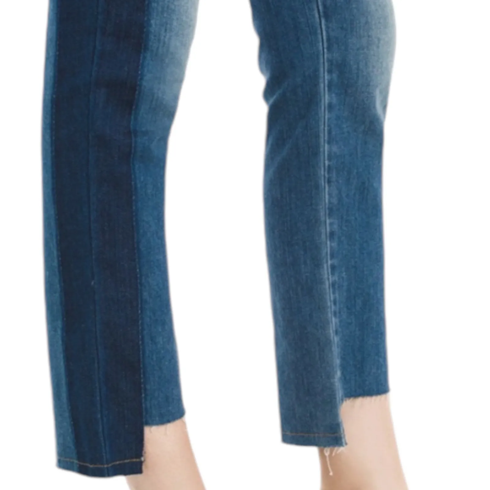 WHBM Tuxedo Mid Rise Straight Leg Crop Jeans Step Hem Med Wash Size 4 - Image 3