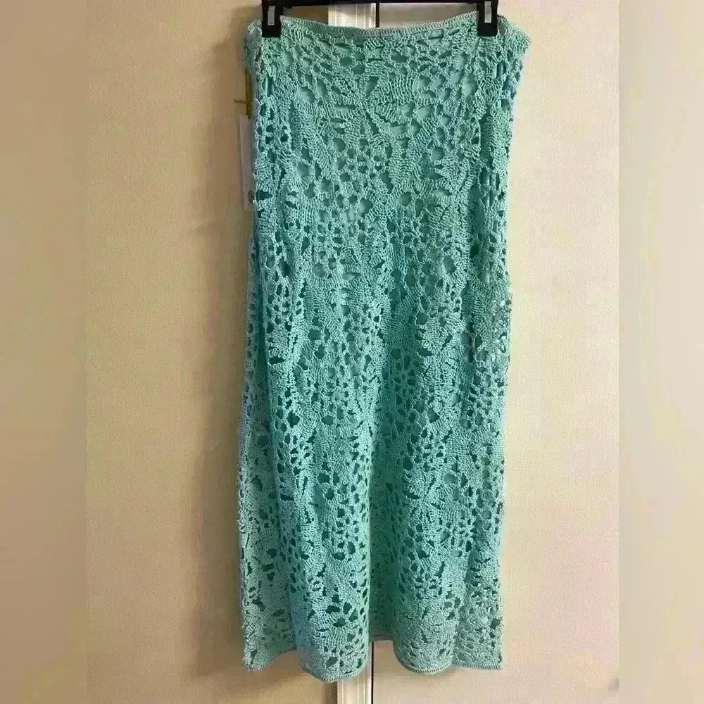 House of Harlow 1960 skirt set crochet maxi skirt‎ Medium NWT Blue - Image 8