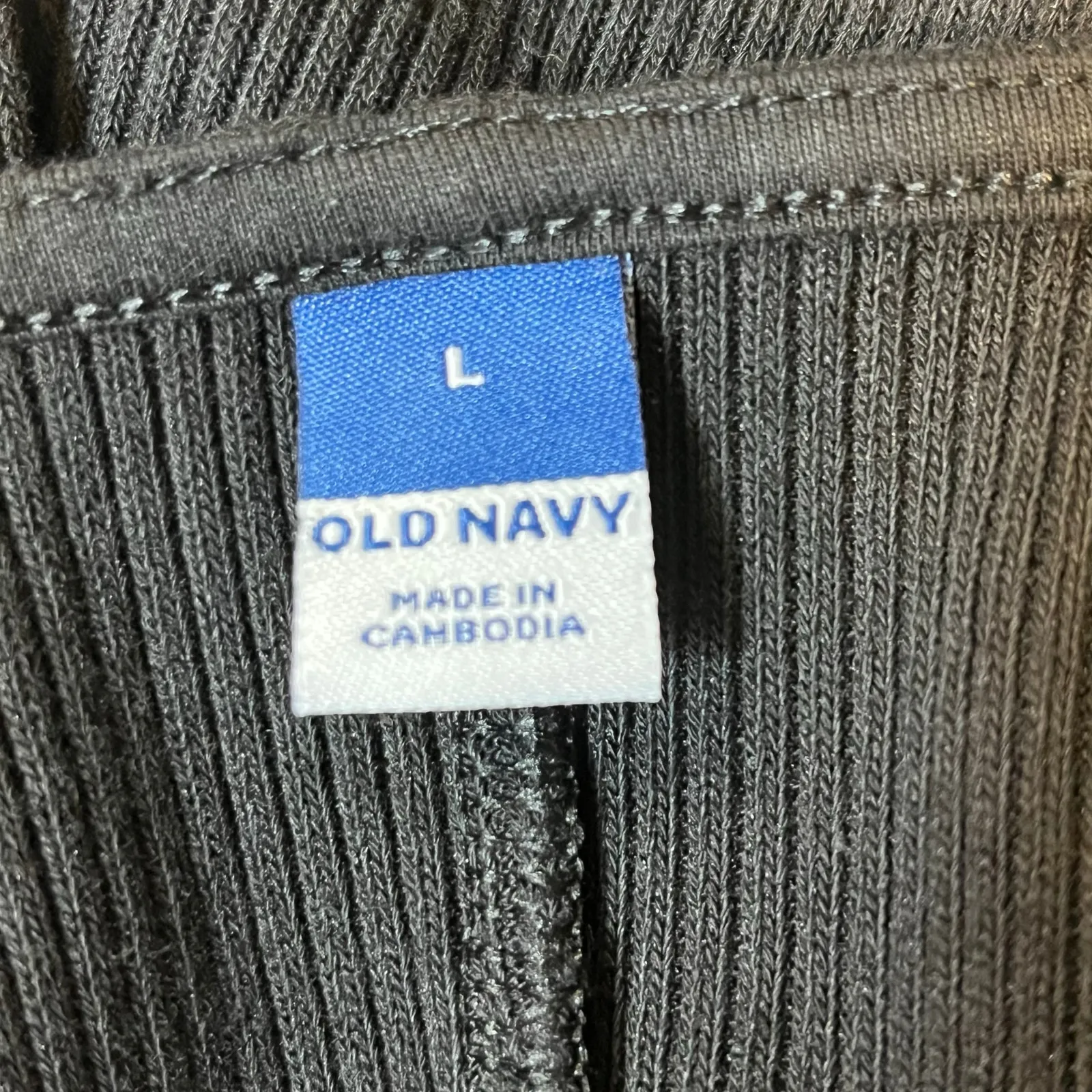 Old Navy Women’s Black‎ Cotton Ribbed Fitted Minimalist Midi Dress Large - Image 5