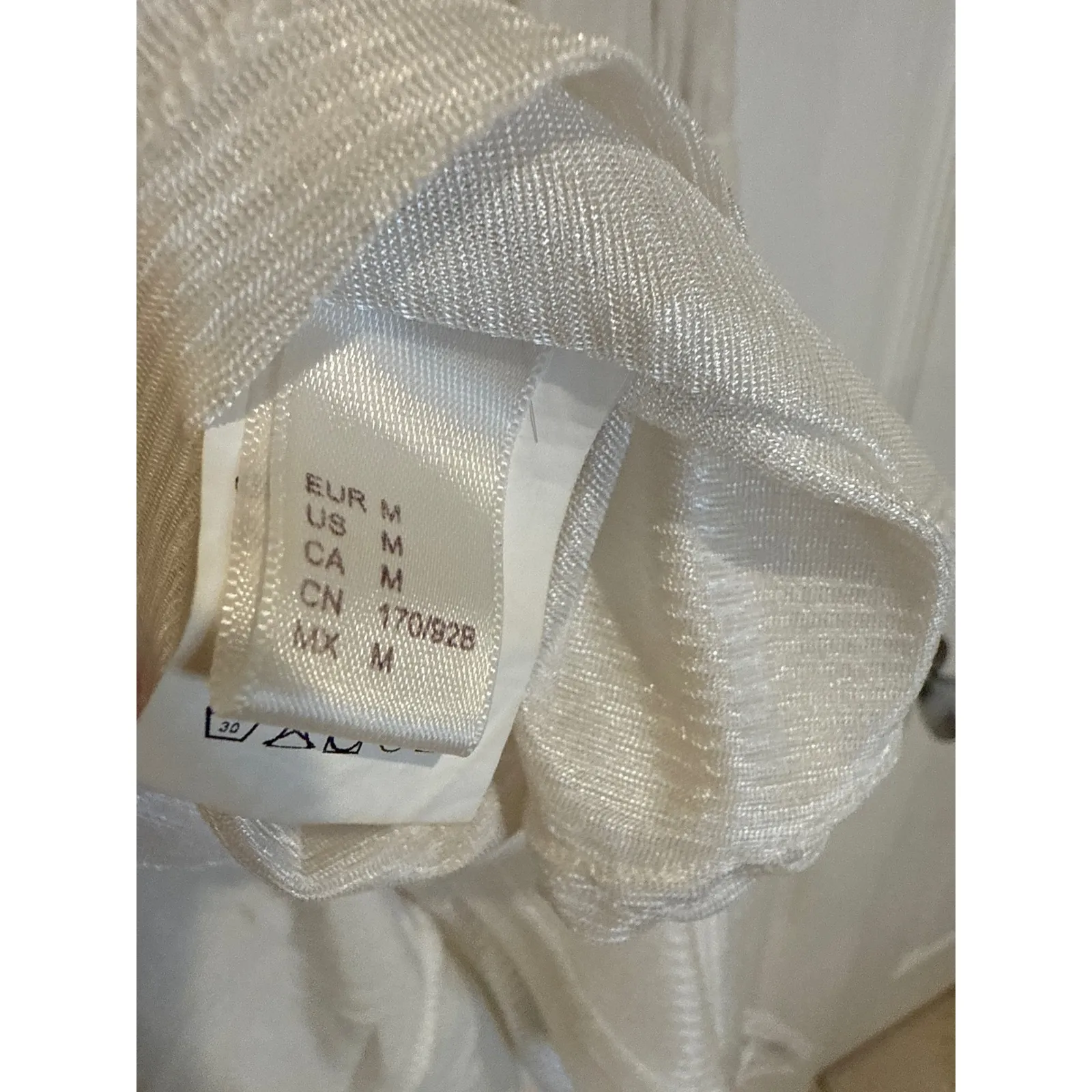 H&M White Dress Eyelet‎ Lace Trim Off Shoulder Casual Summer Medium - Image 4