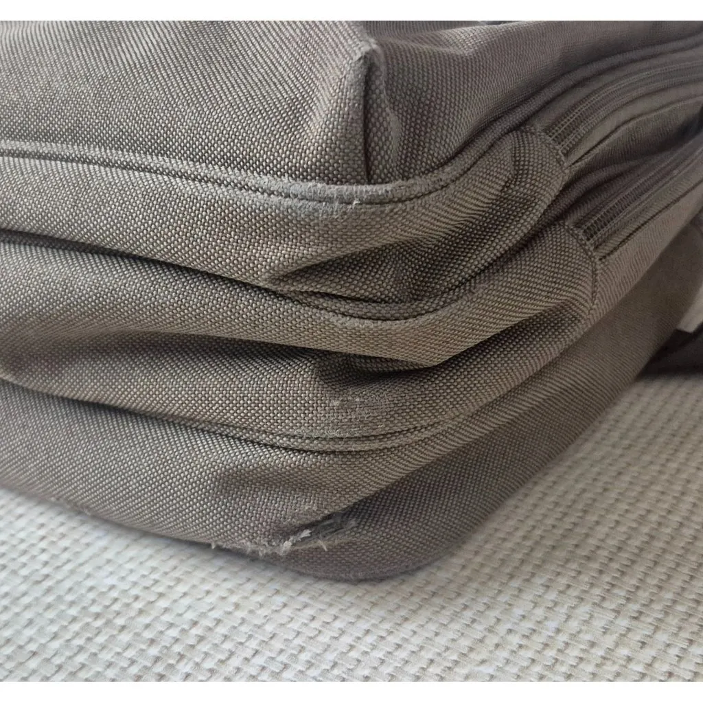 SOLO Green Canvas Brown Briefcase Laptop Case Messenger Bag Multi - Image 8