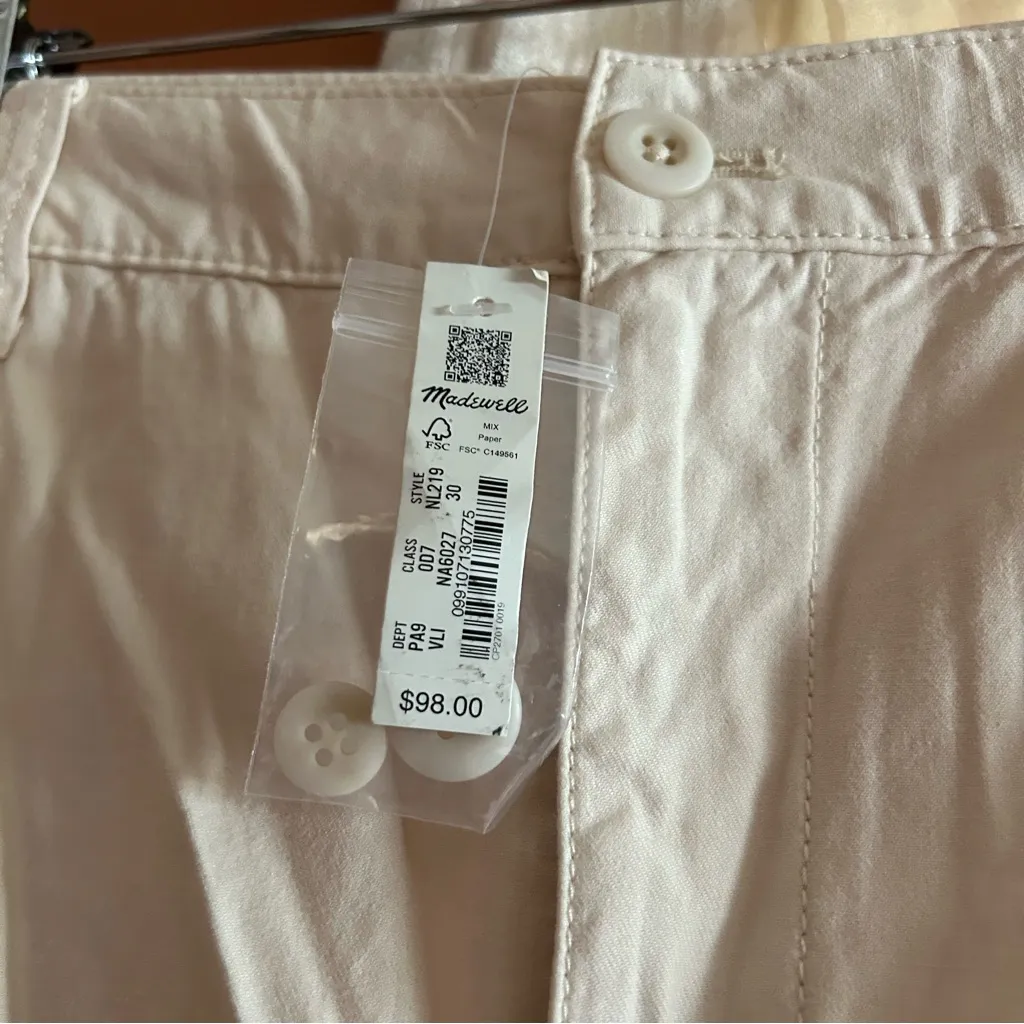 Madewell Garment-Dyed Low-Slung Straight Cargo Pants Beige Tan Khaki NWT Size 30 - Image 6