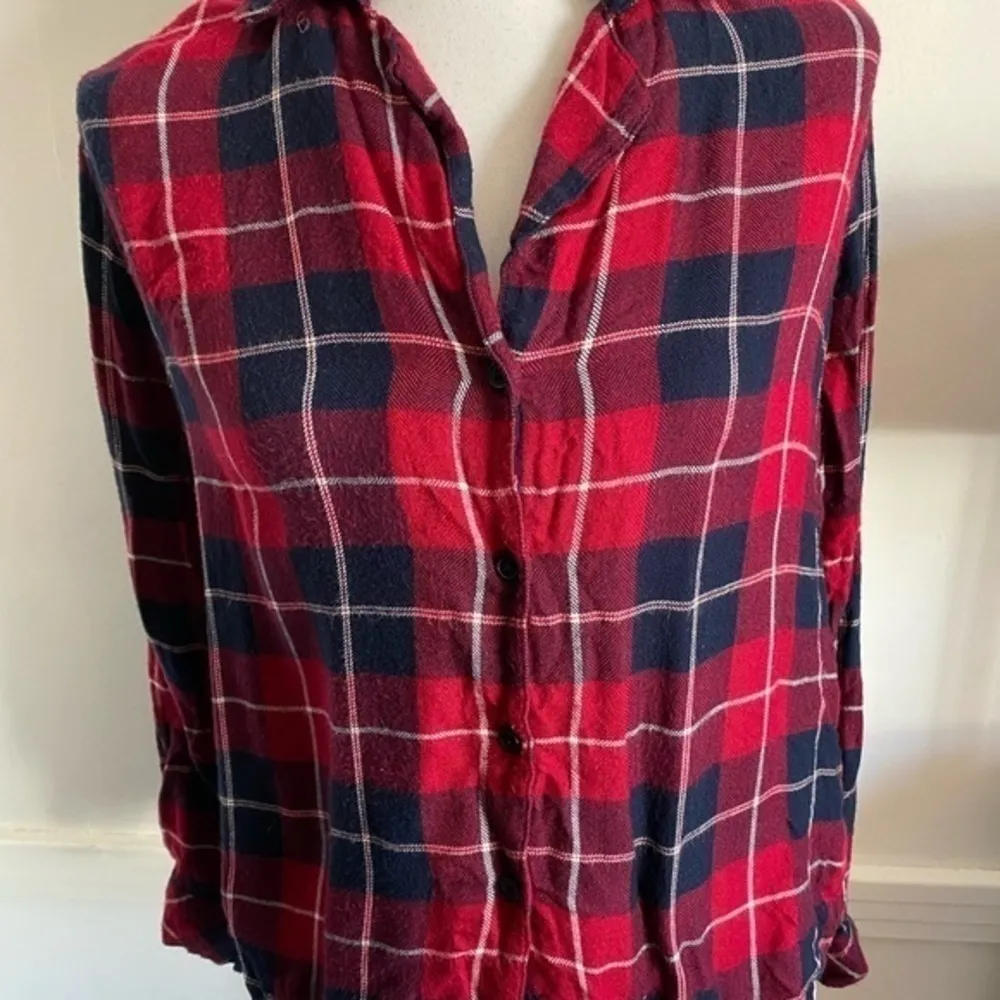 Rails • Red Plaid Crimson Navy Clara Button Down Top - Image 4
