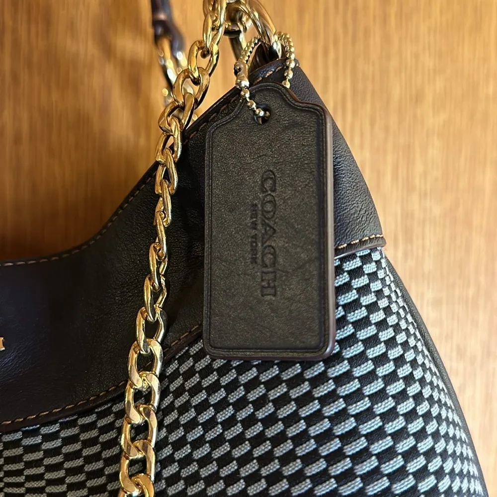 Coach Legacy Lexi Midnight Blue Leather & Jacquard Shoulder Bag - Image 15
