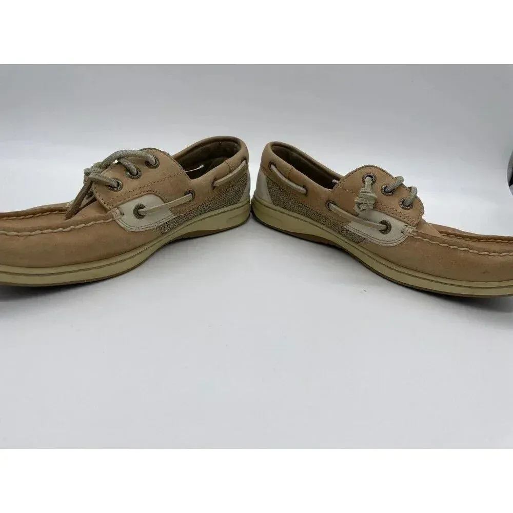 Women's Sperry Top Sider Rosefish Boat Shoes Leather/Linen / Oat. Women Sz 7.5‎ - Image 2
