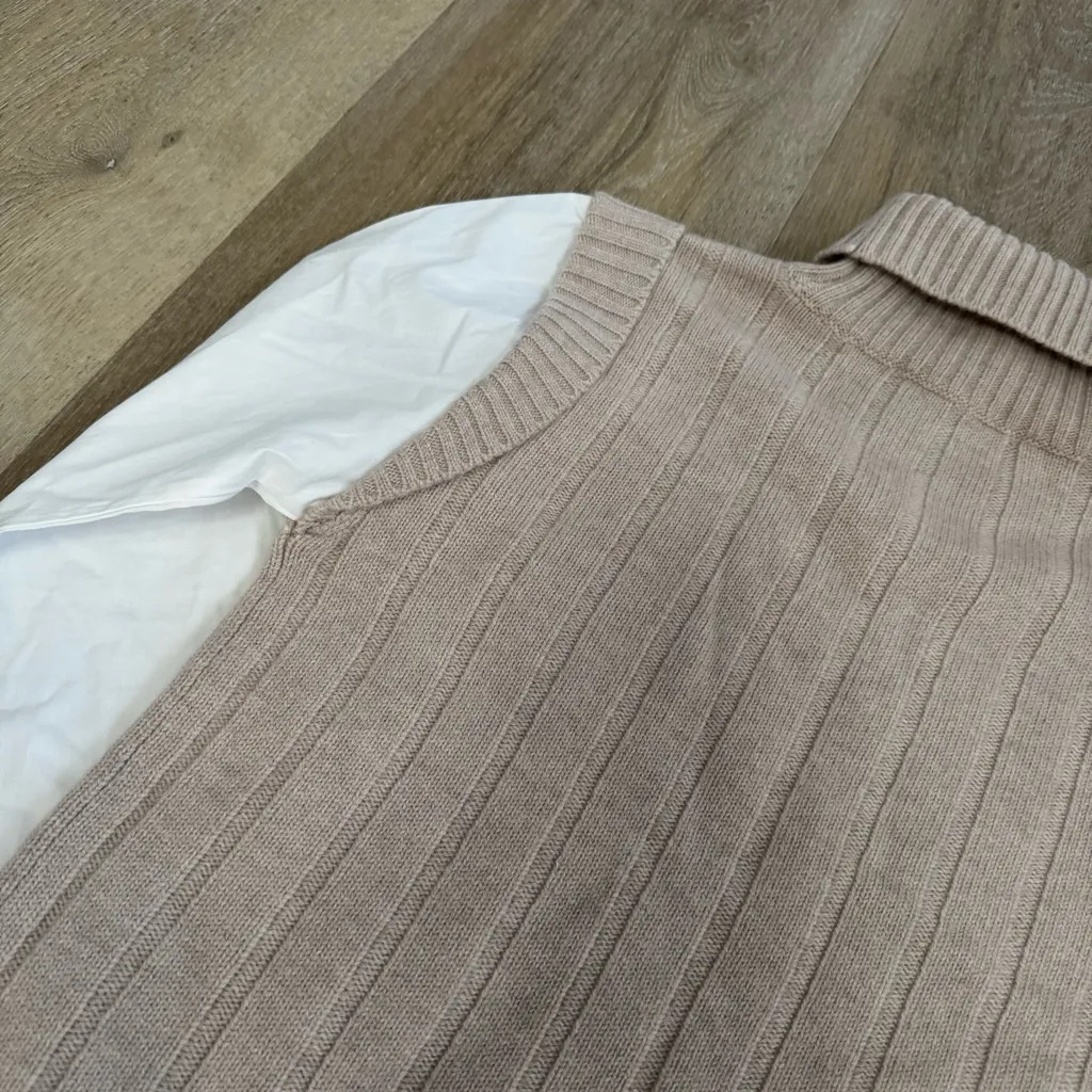 DEREK LAM 10 CROSBY Paola poplin and ribbed wool turtleneck sweater - Image 9