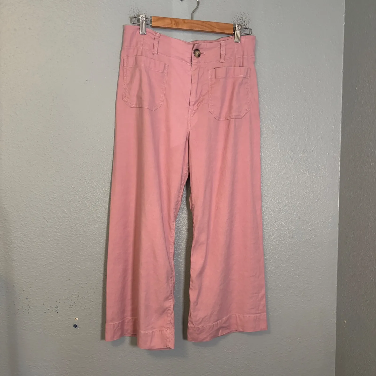 Anthropologie Maeve The Colette Cropped Wide Leg Pants Lavender‎ Size 29P - Image 7