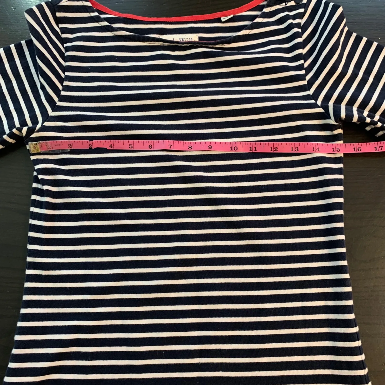 Jack Wills Striped Boat Neck 3/4 Sleeve Tunic Top Navy White Red US 6 Breton - Image 12