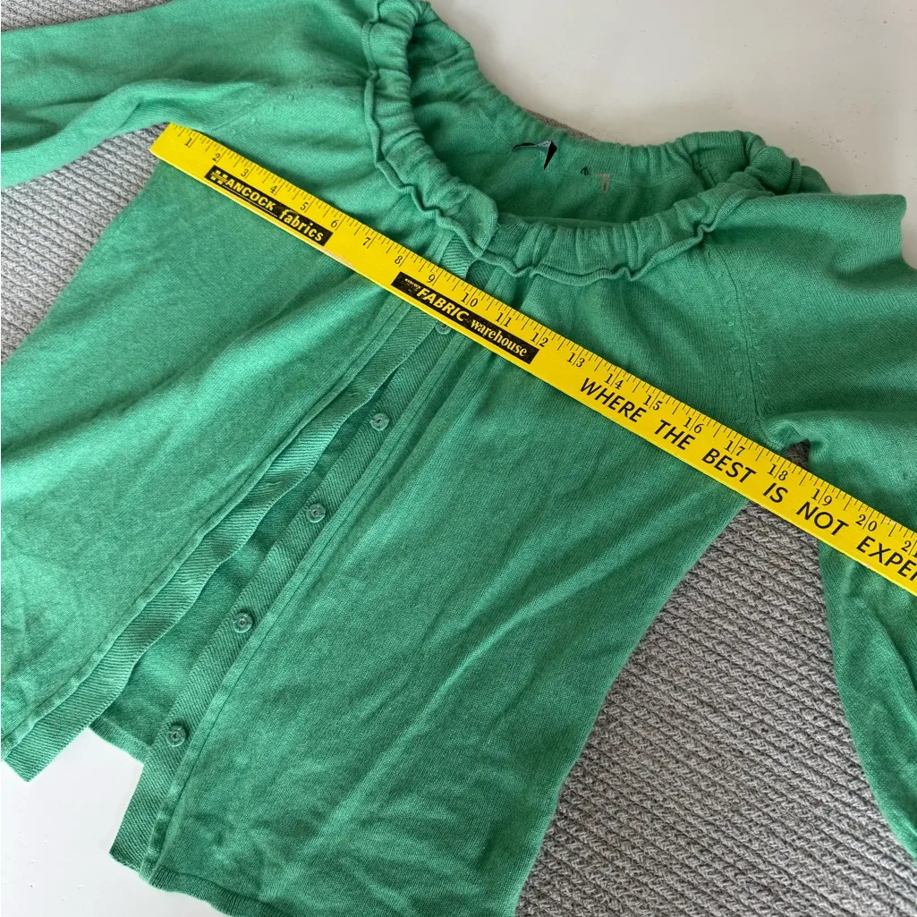 ELIE TAHARI Light Green Silk Cashmere Elbow Sleeve Cardigan Sweater Size Medium - Image 8