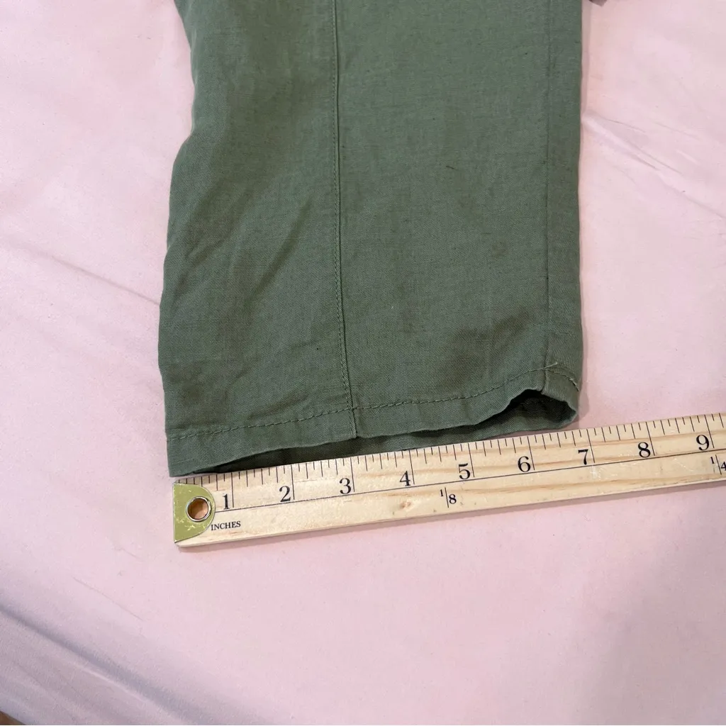 Zara Lightweight Olive Green High Rise Paper Bag Waist Belted Cargo Pants Size S - Image 16