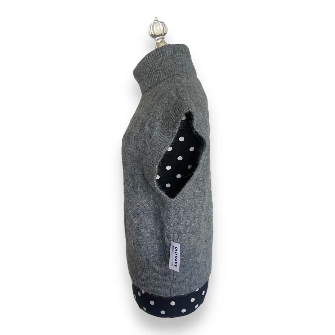 Old Navy Womens Sweater Sz M Gray‎ Cropped Cableknit Turtleneck Sleeveless NEW - Image 6