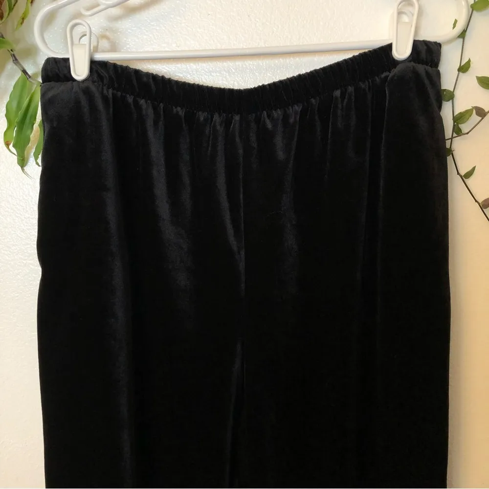 Graver Studio Black Velvet Pants Women's Wide Leg Pull On Drapey Size L - Image 2