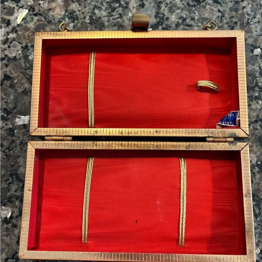 VTG 1950’s Barbara Bates Metal Frame Clutch / Purse Floral Damask Fabric Black - Image 4