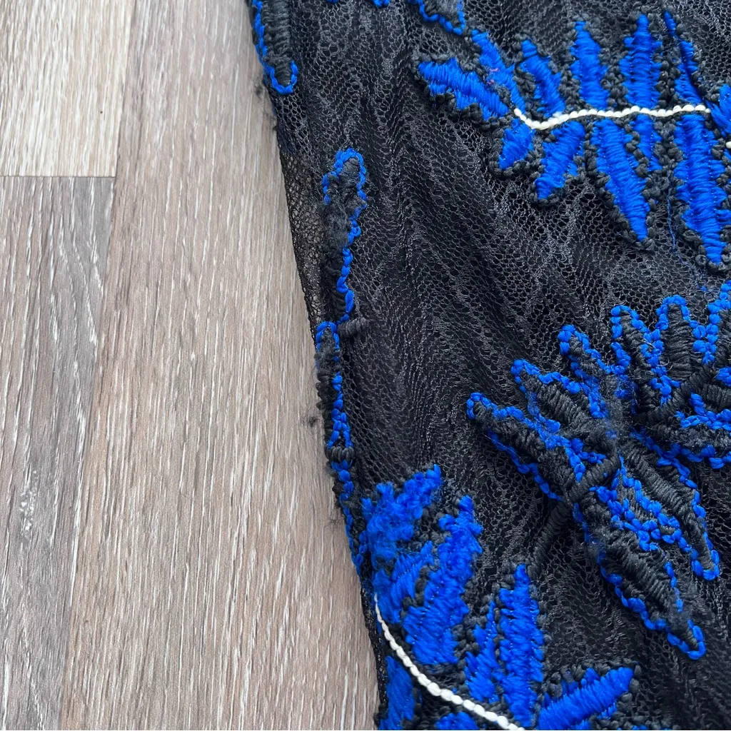 NWT yigal azrouel 2016 collection blue laced leather trim midi dress Black Size 10 - Image 10