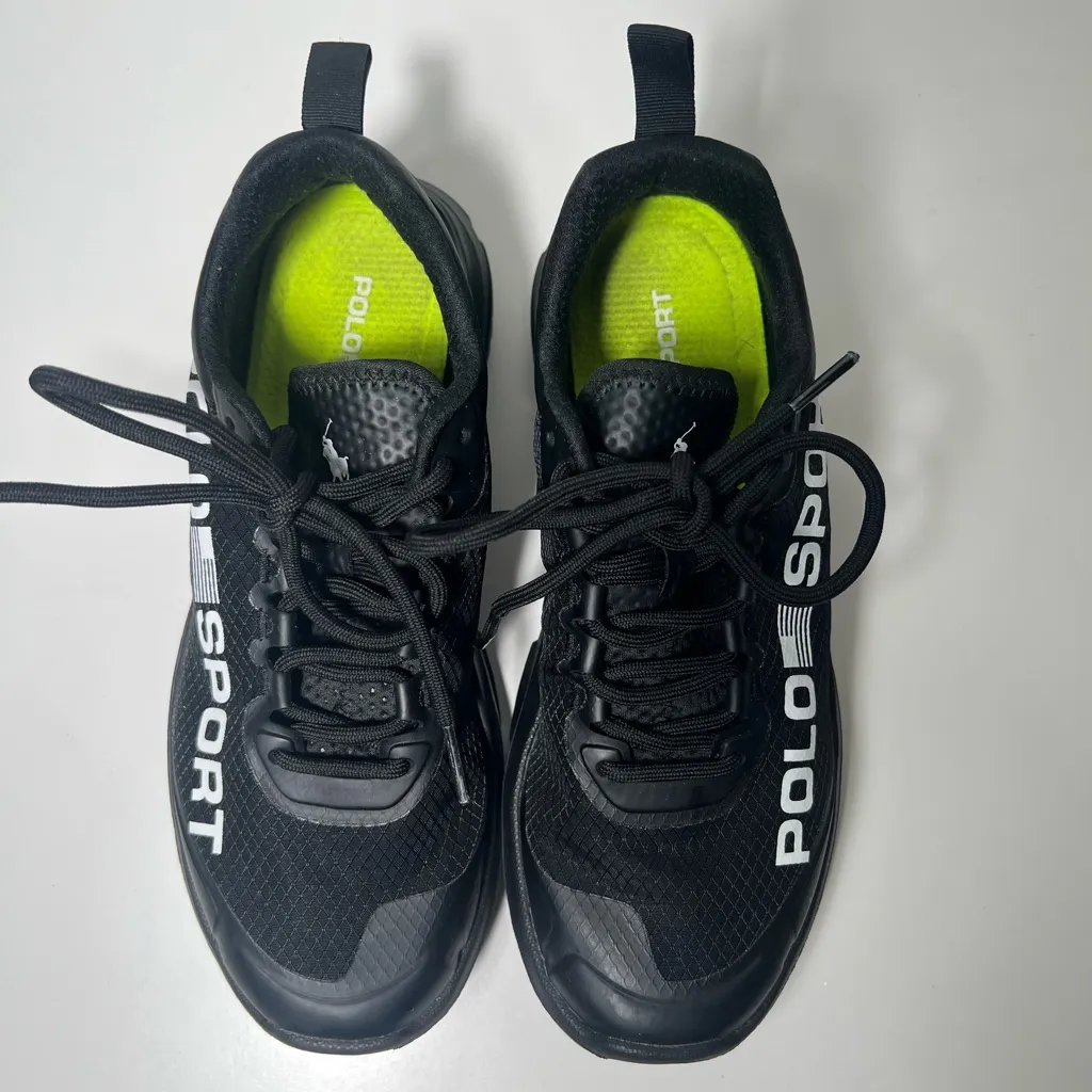 Ralph Lauren Polo Sport Logo Tech Racer Low Top Lace Up Black Sneakers - Image 8