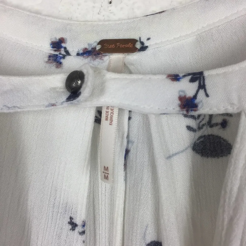 Free People Snap Out of It White Floral Swing Mini Dress Tunic Medium - Image 6