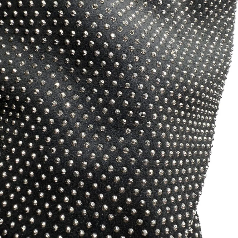 Madden Girl Dicee Kitten Heel Knee High Rhinestone Boots Size 7M Black Silver - Image 7