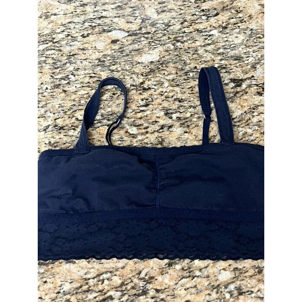 Hollister Gilly Hicks Sydney Lace Bralette Black Ribbed Y2K Goth Coquette S - Image 8