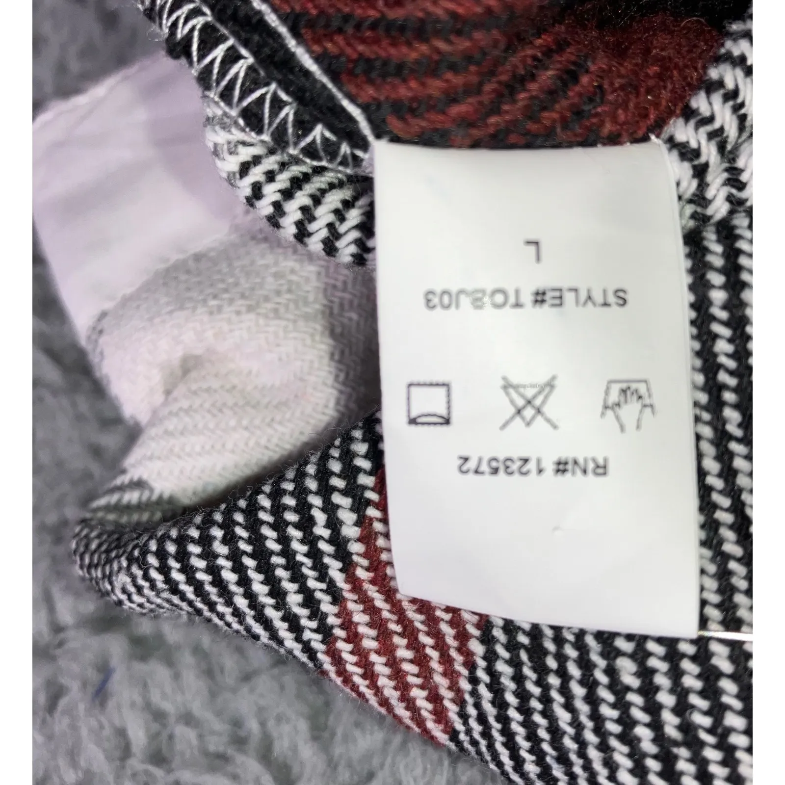 Wear to‎ Love Long Plaid Shirt Jacket Women Large Button Up Long Sleeve Flannel White - Image 11