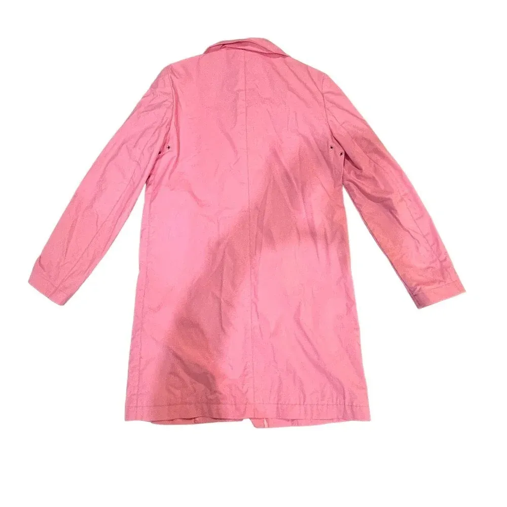 Saks Fifth Avenue Women's Medium Pink Cotton Trench Coat with‎ Polka Dot Lining - Image 5