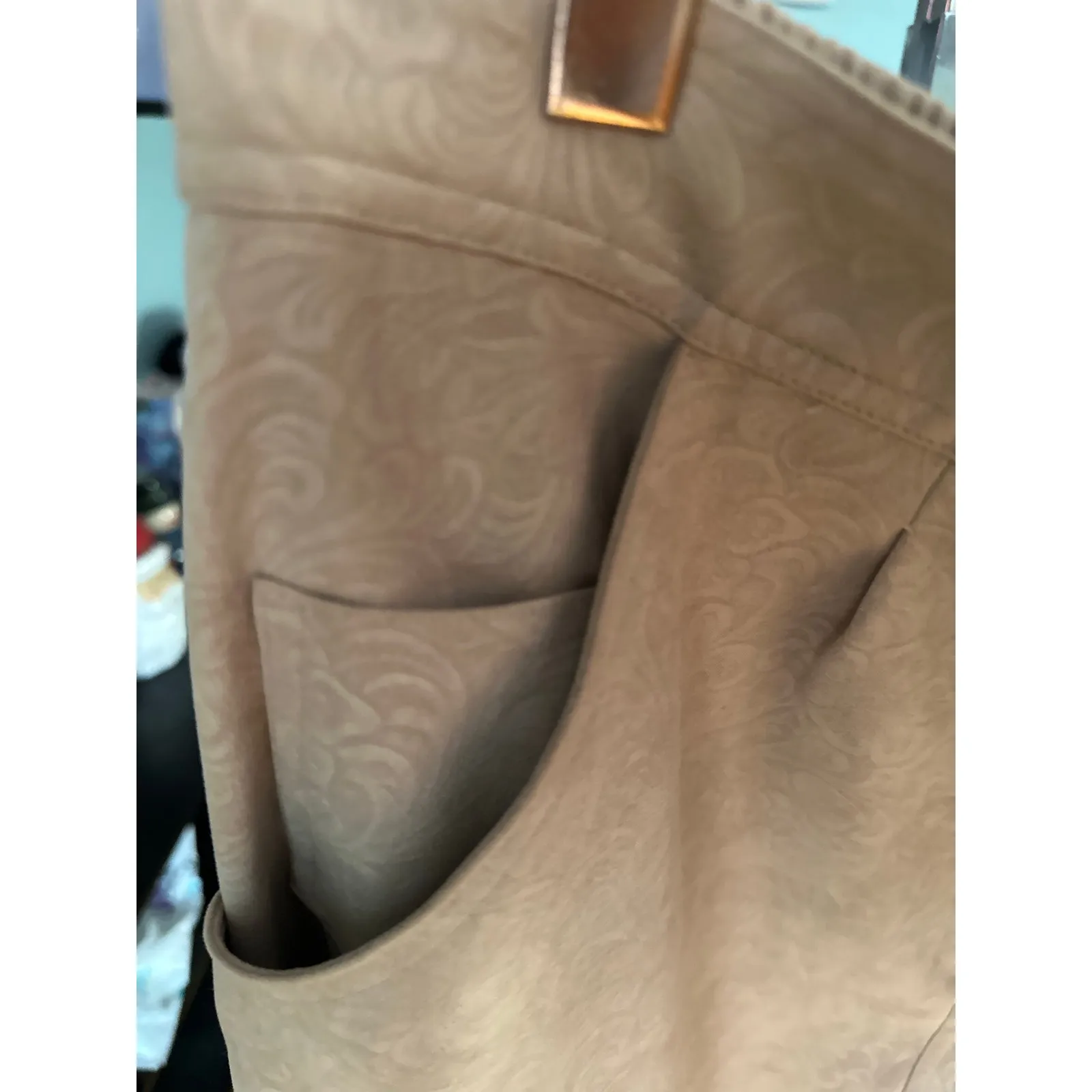 Erin London Tan Faux Suede Midi Skirt Petite Large Size undefined - Image 2