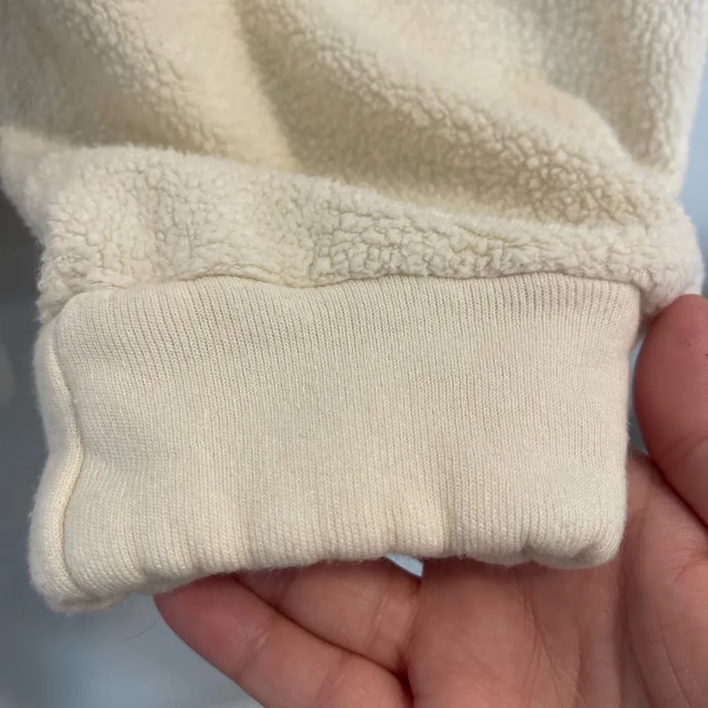 Sundry Faux Sherpa Patch Pant Joggers Cozy Ecru Loungewear Small - Image 8